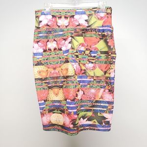 Lularoe Cassie Multi Floral Striped Print Skirt Size Medium 04